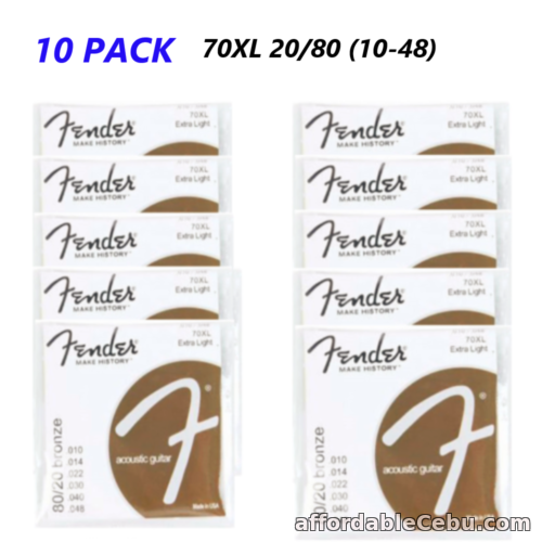 1st picture of 10 Pack For Fender 70XL 20/80 Bronze Extra Light Acoustic Guitar Strings (10-48) For Sale in Cebu, Philippines