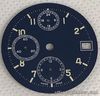 Unbranded chronograph Watch Dial Part -Night Glow Numbers- 30mm -Swiss Made-#927