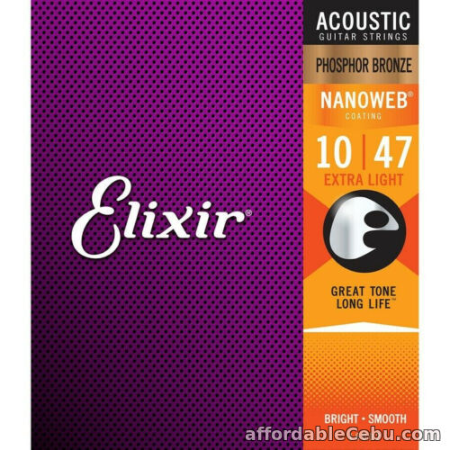 1st picture of Elixir 16002 Nanoweb Acoustic Guitar Strings Extra Light 10-47 Phosphor Bronze For Sale in Cebu, Philippines