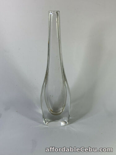 1st picture of Art Glass Bud Vase Mid Century Hand Blown Clear For Sale in Cebu, Philippines