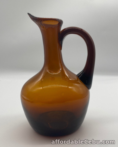 1st picture of Mid Century Amber Art Glass Jug Hand Blown For Sale in Cebu, Philippines