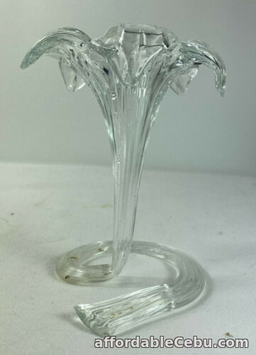 1st picture of Murano Vintage Hand Blown Clear Art Glass Trumpet Flower Tube Vase For Sale in Cebu, Philippines