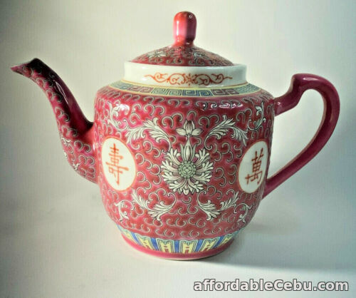 1st picture of Vintage Chinese Famille Rose Porcelain Teapot 1950s For Sale in Cebu, Philippines