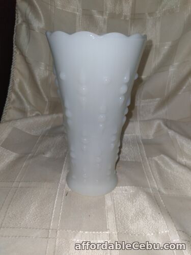 1st picture of Vintage Anchor Hocking Hobnail & Teardrop Milk Glass Vase Scalloped Rim 7.25 in. For Sale in Cebu, Philippines