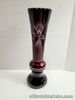 Vintage Dark Ruby Red Crystal Cut to Clear Bohemian Czech Glass Vase