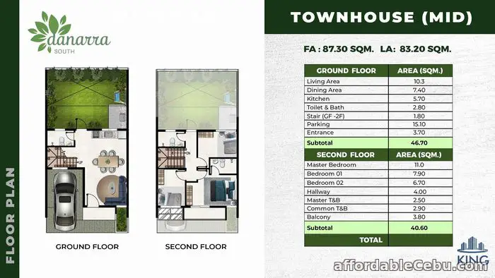 2nd picture of DANARRA SOUTH 2 STOREY TOWNHOUSE END LIMITED UNITS ONLY - 9 ONLY  LOT SIZE - 107 SQM - 109 SQM FLOOR AREA - 69 SQM 2 STOREY BEDROOMS - 3 TOI For Sale in Cebu, Philippines