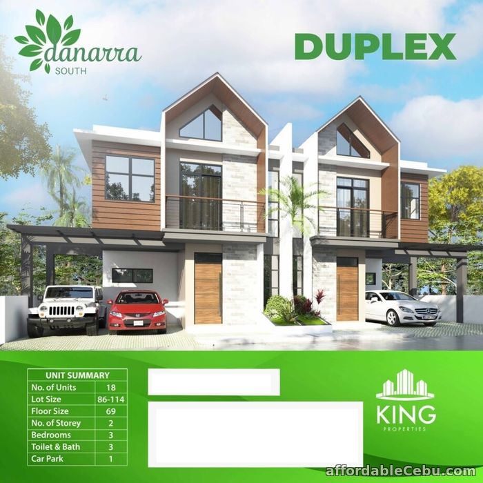 1st picture of DANARRA SOUTH DUPLEX 3 BEDROOMS  LOT SIZE - 86SQM - 114 SQM FLOOR AREA - 69 SQM 2 STOREY BEDROOMS - 3 TOILET AND BATH - 3 CAR PARK - 1 PRICE For Sale in Cebu, Philippines