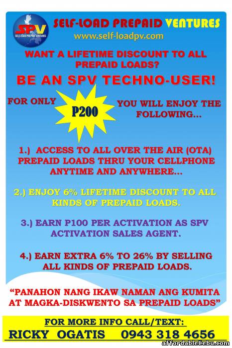 1st picture of LIFETIME DISCOUNT ON ALL TYPES OF PREPAID LOAD Offer in Cebu, Philippines