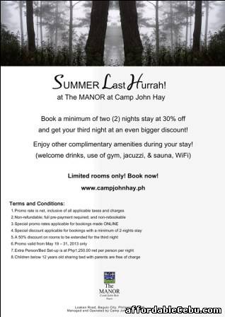 1st picture of Summer last hurrah at the best hotel in Baguio For Rent in Cebu, Philippines