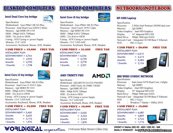 2nd picture of WORLDIGITAL Corp. Computer Sales, Rentals and Services also offer installment plan For Sale in Cebu, Philippines