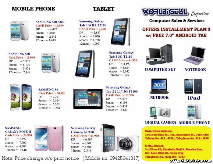 1st picture of WORLDIGITAL Corp. Computer Sales, Rentals and Services also offer installment plan For Sale in Cebu, Philippines