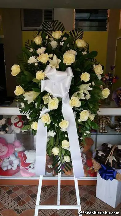 2nd picture of Sympathy Flower Stand White Theme - Funeral Flowers For Sale in Cebu, Philippines