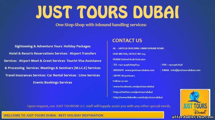 1st picture of WELCOME TO JUST TOURS DUBAI – BEST HOLIDAY DESTINATION Offer in Cebu, Philippines
