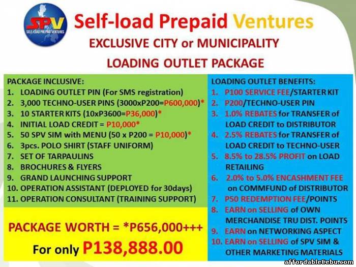 1st picture of SPV LOADING OUTLET PACKAGE (CITY/MUNICIPALITY EXCLUSIVITY) Offer in Cebu, Philippines