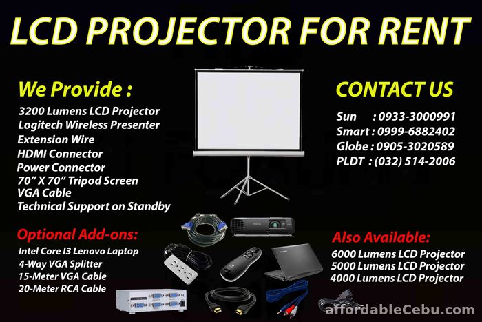 1st picture of CEBU PROJECTOR FOR RENT For Rent in Cebu, Philippines