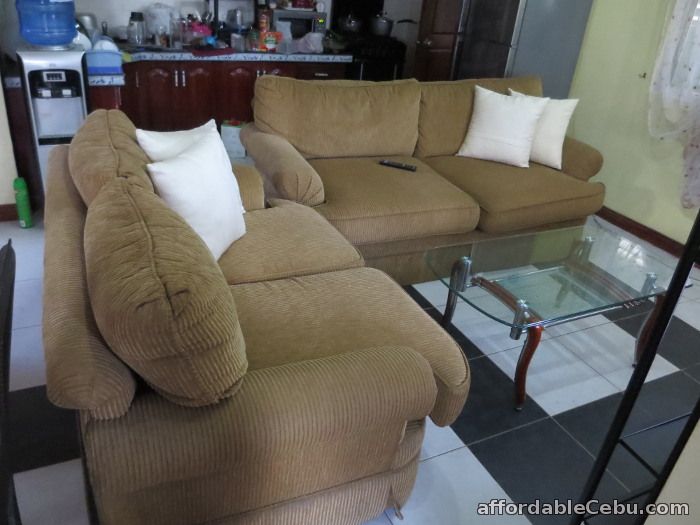 1st picture of Corduroy Sofa set with center and corner table For Sale in Cebu, Philippines