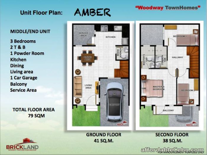 2nd picture of 3 bedroom affordable house, Amber, Woodway Townhomes, Talisay Cebu For Sale in Cebu, Philippines