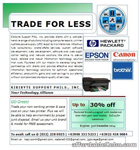 1st picture of Trade Your Old Printer for Less For Sale or Swap in Cebu, Philippines