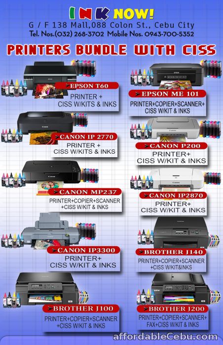 1st picture of printer brother mfc-j200 with ciss ready For Sale in Cebu, Philippines