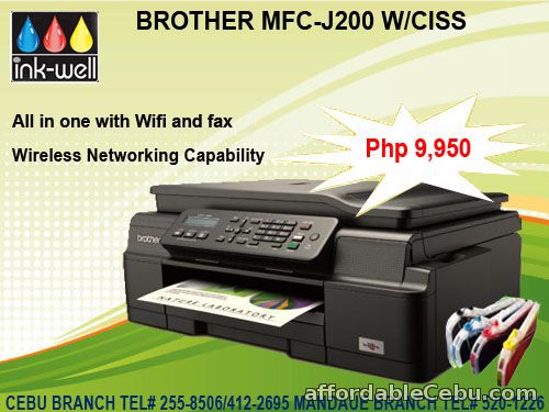 1st picture of BROTHER MFC-J200 ( AIO/ wireless capability ) W/ CISS @ CEBU INK-TONER WELL For Sale in Cebu, Philippines