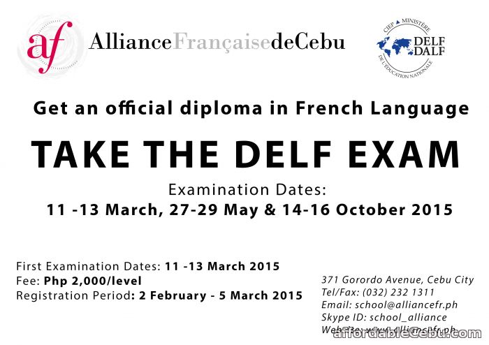 1st picture of Get an official diploma in French Language; TAKE THE DELF EXAM Offer in Cebu, Philippines