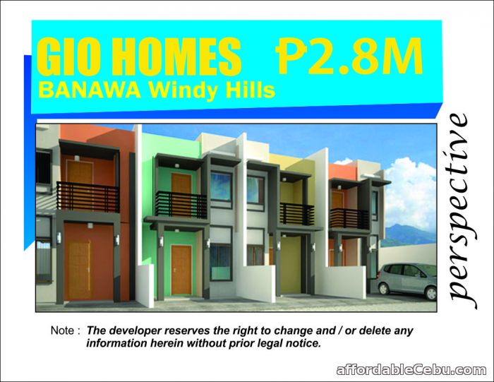 1st picture of Affordable House and Lot in Gio Homes Windy Hills Banawa, Cebu City For Sale in Cebu, Philippines