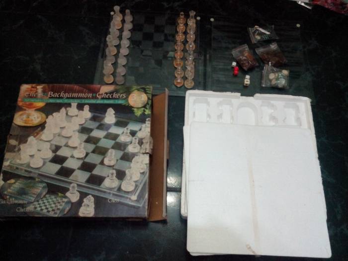 1st picture of Glass Chess Backgammon and Checkers 3 in 1 board set For Sale in Cebu, Philippines