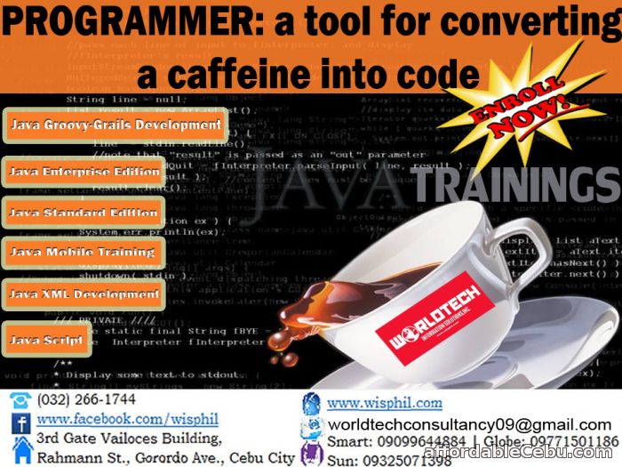 1st picture of Java Trainings. PROGRAMMERS: a tool for converting a caffeine into code. Announcement in Cebu, Philippines