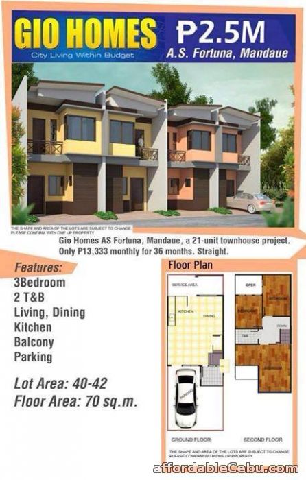2nd picture of 2.5M House and Lot for Sale in Gio Homes AS Fortuna, Mandaue City For Sale in Cebu, Philippines