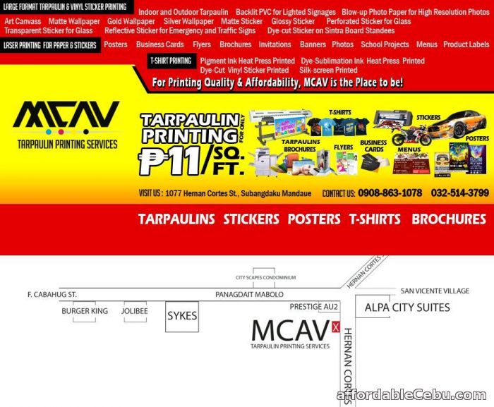 1st picture of MCAV Affordable & Quality Printing Services! Advertising, Stickers, Tarpaulin P9/ sq. ft, Car decals & More For Sale in Cebu, Philippines