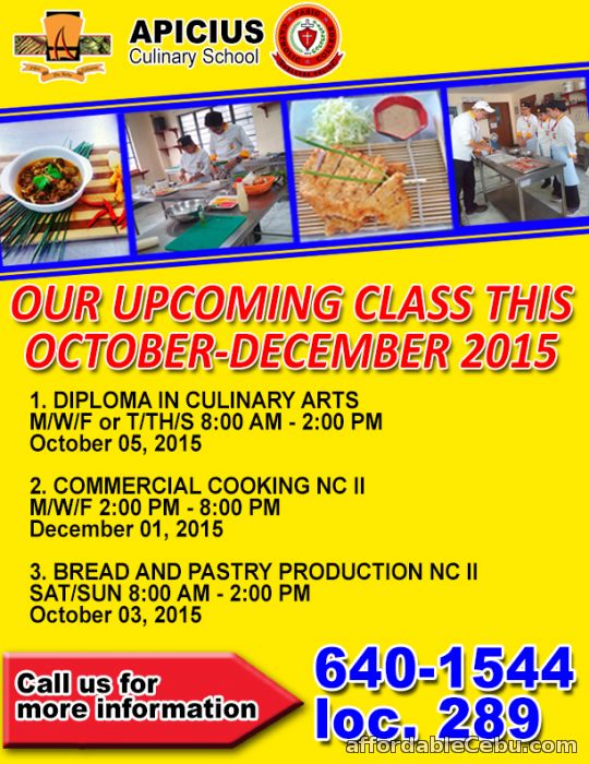 Apicius Culinary Arts Pasig offers Diploma in Culinary Arts
