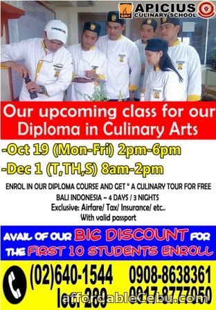 1st picture of Apicius-Pasig : Diploma in Culinary Arts w/ FREE Culinary Tour in Indonesia Offer in Cebu, Philippines