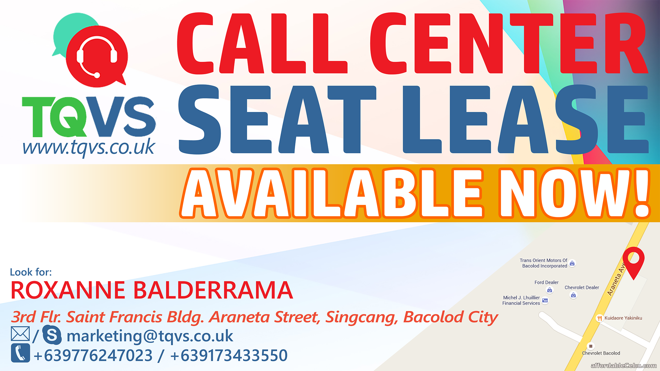 3rd picture of REDUCE YOUR COST! LEASE YOUR SEATS TODAY WITH TQVS! For Rent in Cebu, Philippines