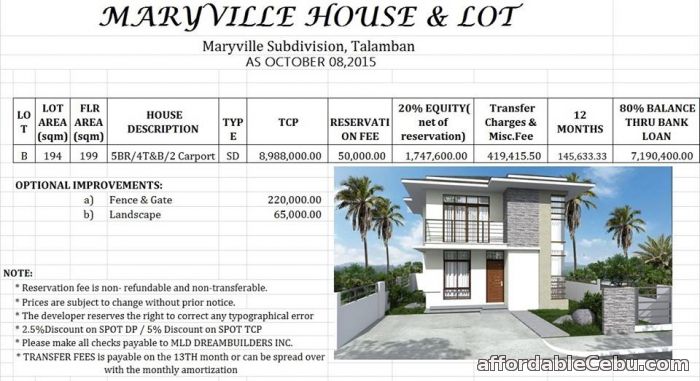 2nd picture of House & Lot in Talamban Cebu City - Maryville Subdivision For Sale in Cebu, Philippines