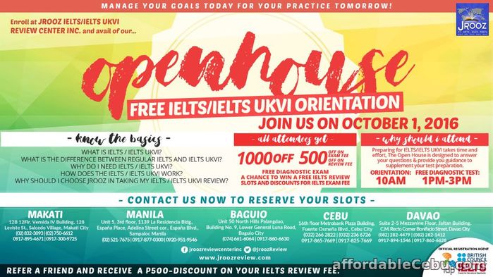 1st picture of JROOZ IELTS / IELTS UKVI FREE ORIENTATION – October 1, 2016 Offer in Cebu, Philippines