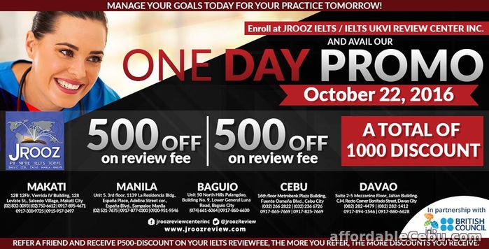 1st picture of JROOZ IELTS One Day Promo – October 22, 2016 (Cebu) Announcement in Cebu, Philippines