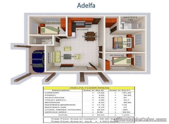 3rd picture of ADELFA MODEL UNIT - Bungalow, 3BR House and Lot For Sale in Cebu, Philippines