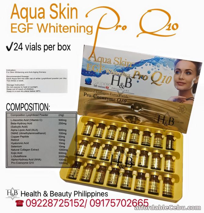 1st picture of Cheapest Aqua Skin EGF Whitening Pro Q10 in cebu city For Sale in Cebu, Philippines