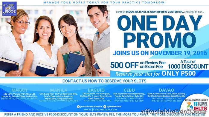 1st picture of JROOZ IELTS One Day Promo – November 19, 2016 (Cebu) Announcement in Cebu, Philippines