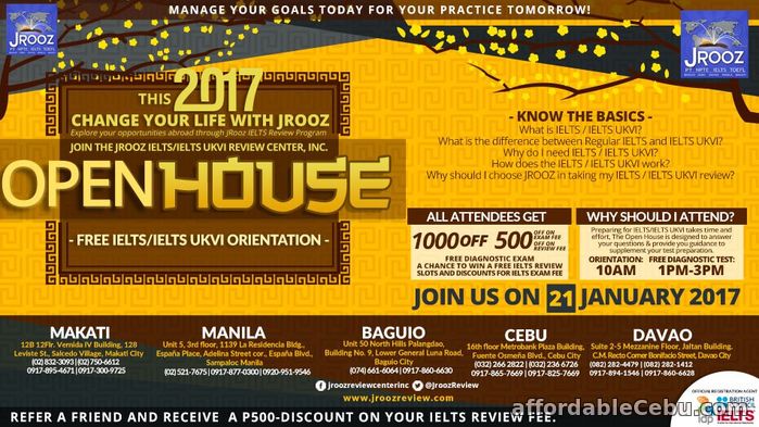 1st picture of JROOZ IELTS / IELTS UKVI OPEN HOUSE PROMO – January 21, 2017 (Cebu) Offer in Cebu, Philippines