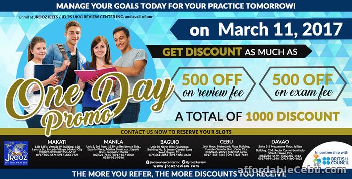 1st picture of JROOZ IELTS / IELTS UKVI One Day Promo – March 11, 2017 Offer in Cebu, Philippines