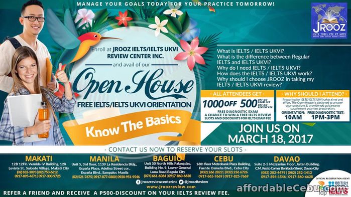 1st picture of JROOZ IELTS / IELTS UKVI Open House – March 18, 2017 Announcement in Cebu, Philippines