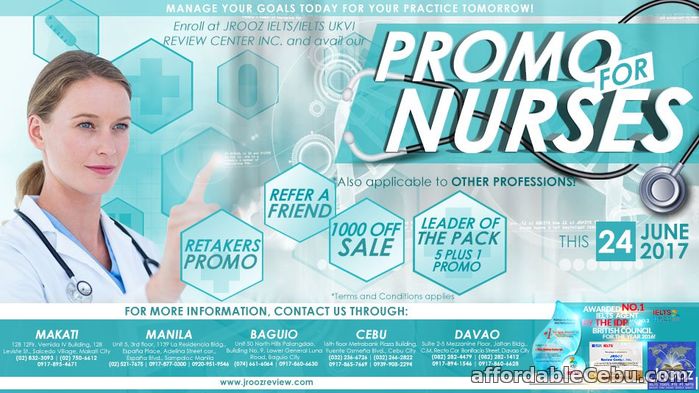 1st picture of JROOZ Review Center Cebu IELTS PROMO for Nurses – June 24, 2017 Offer in Cebu, Philippines