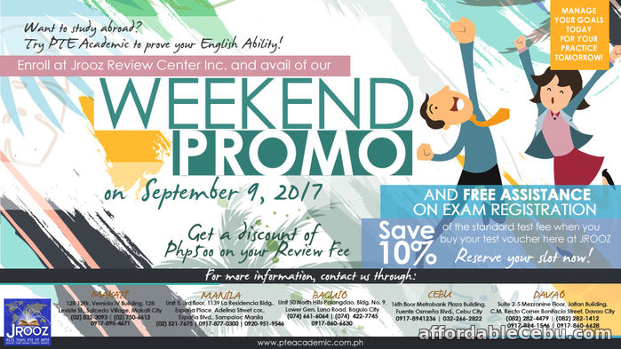 1st picture of PTE Academic Weekend Promo – September 9, 2017 Offer in Cebu, Philippines