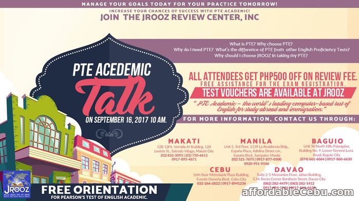 1st picture of JROOZ PTE Academic Talk – September 16, 2017 Offer in Cebu, Philippines