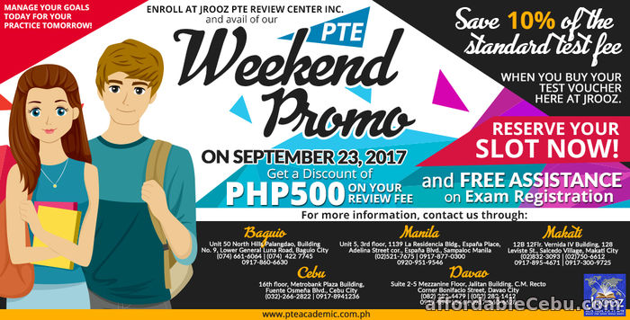 1st picture of PTE Academic Weekend Promo – September 23, 2017 Offer in Cebu, Philippines