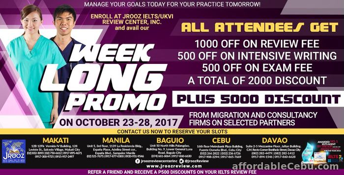 1st picture of JROOZ IELTS Week Long Promo October 23-28, 2017 Offer in Cebu, Philippines