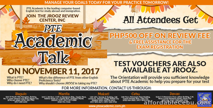 1st picture of JROOZ PTE Academic Talk – November 11, 2017 Offer in Cebu, Philippines