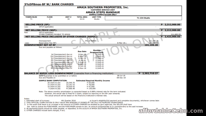 2nd picture of 5% DP MOVE IN OK INSTALLMENT 8-MONTHS TO PAY ONLY AT AMAIA STEPS MANDAUE For Sale in Cebu, Philippines