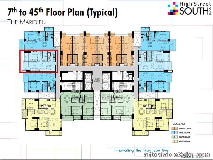 4th picture of Spacious 1 Bedroom Unit at Two Maridien, Bonifacio Global City For Sale in Cebu, Philippines